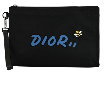 Christian Dior x Kaws Bee Logo Wristlet, &pound;395, Accessories, Black, Nylon, Front view